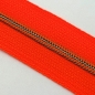 Preview: Feiner Reißverschluss Neonorange Antikmessing Neonorange